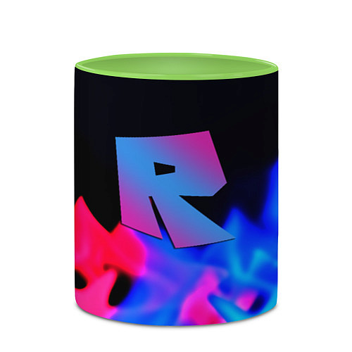 Кружка цветная Roblox neon flame / 3D-Белый + светло-зеленый – фото 2