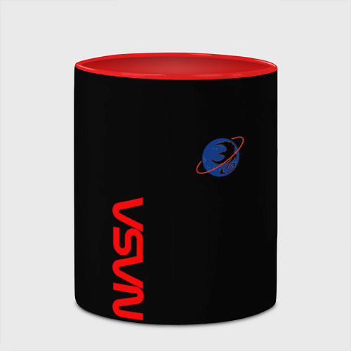 Кружка цветная Nasa космический бренд / 3D-Белый + красный – фото 2
