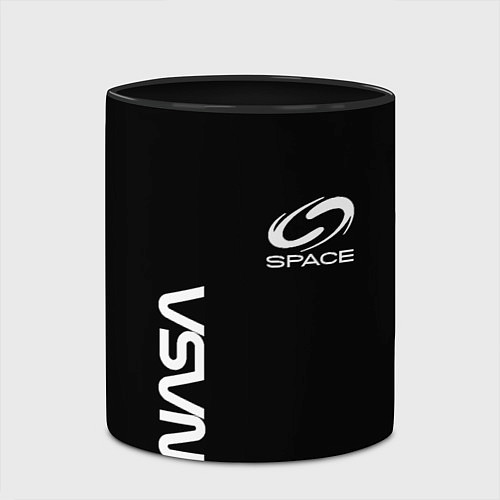 Кружка цветная Nasa space logo white / 3D-Белый + черный – фото 2