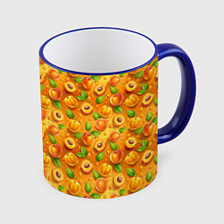 Кружка 3D Сочные сладкие абрикосы паттерн, цвет: 3D-синий кант