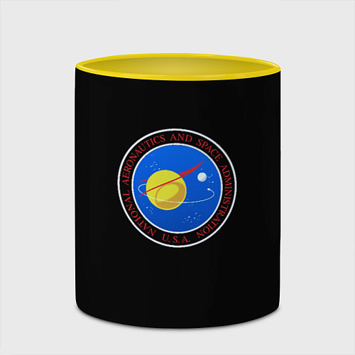 Кружка цветная NASA космос лого / 3D-Белый + желтый – фото 2