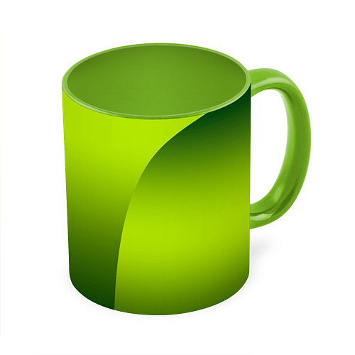 Кружка цветная Яркий зеленый градиентный комбинированный узор / 3D-Белый + светло-зеленый – фото 1