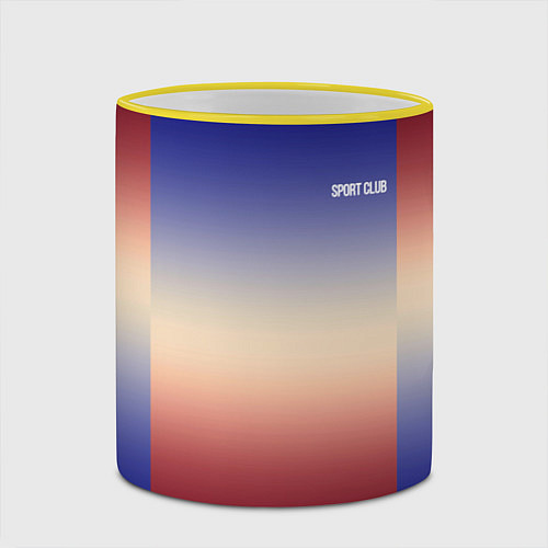 Кружка цветная Красный-синий градиентный узор / 3D-Желтый кант – фото 2