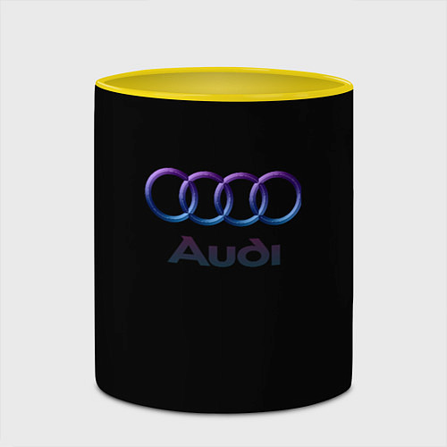 Кружка цветная Audi neon logo / 3D-Белый + желтый – фото 2