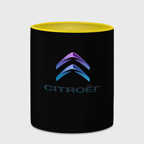 Кружка цветная Citroen logo neon / 3D-Белый + желтый – фото 2
