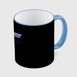 Кружка 3D Chevrolet logo neon, цвет: 3D-небесно-голубой кант