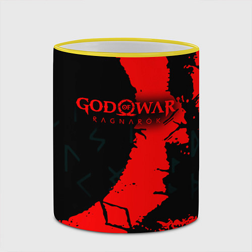 Кружка цветная God of War текстура / 3D-Желтый кант – фото 2