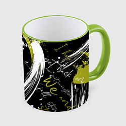 Кружка 3D Надписи на стене, цвет: 3D-светло-зеленый кант