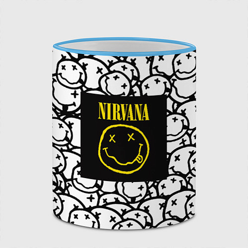 Кружка цветная Nirvana rock pattern / 3D-Небесно-голубой кант – фото 2