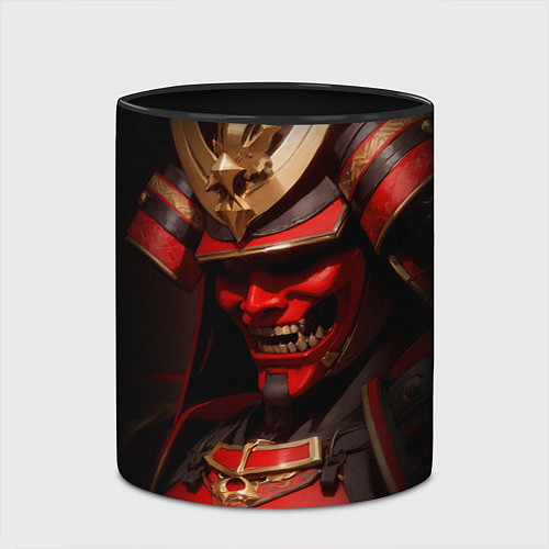 Кружка цветная Демон самурай Они - красный / 3D-Белый + черный – фото 2