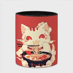 Кружка 3D Japanese cat eats ramen, цвет: 3D-белый + черный — фото 2