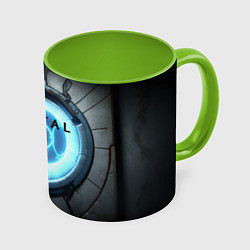 Кружка 3D Portal logo game, цвет: 3D-белый + светло-зеленый