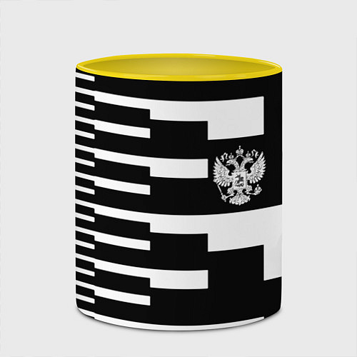 Кружка цветная Россия геометрия / 3D-Белый + желтый – фото 2