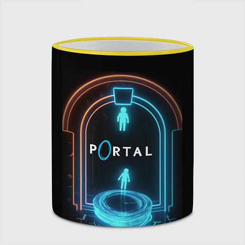 Кружка цветная Portal neon style logo / 3D-Желтый кант – фото 2