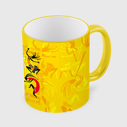 Кружка 3D Танцующие Кокопелли, цвет: 3D-желтый кант
