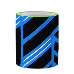 Кружка 3D Black and white stripes on a blue background, цвет: 3D-светло-зеленый кант — фото 2