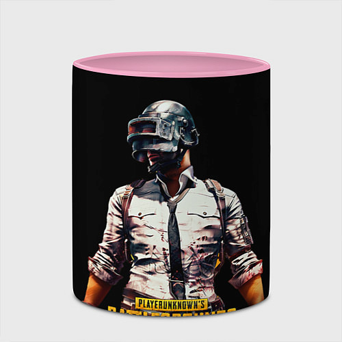 Кружка цветная PUBG игрок на закате черный фон / 3D-Белый + розовый – фото 2