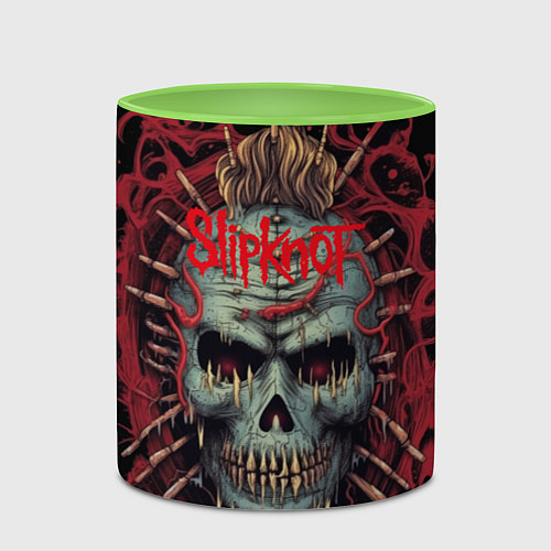 Кружка цветная Slipknot череп зомби / 3D-Белый + светло-зеленый – фото 2