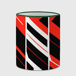 Кружка 3D Black and red stripes on a white background, цвет: 3D-зеленый кант — фото 2