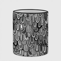 Кружка 3D Абстрактные перья черно - белые, цвет: 3D-черный кант — фото 2