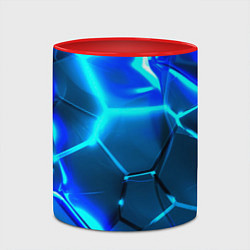 Кружка 3D Неоновые холодные голубые плиты в разломе, цвет: 3D-белый + красный — фото 2