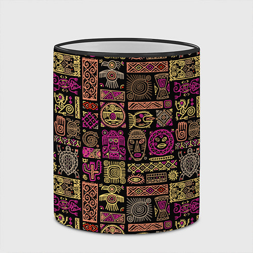 Кружка цветная Африка - этнический орнамент / 3D-Черный кант – фото 2