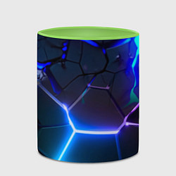 Кружка 3D Микс из разломленных плит и неоновое свечения, цвет: 3D-белый + светло-зеленый — фото 2