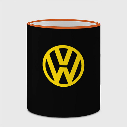 Кружка цветная Volkswagen logo yellow / 3D-Оранжевый кант – фото 2