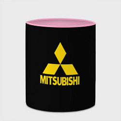 Кружка 3D Mitsubishi logo yelow, цвет: 3D-белый + розовый — фото 2