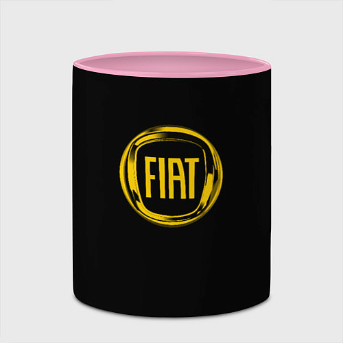 Кружка цветная FIAT logo yelow / 3D-Белый + розовый – фото 2