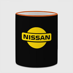 Кружка 3D Nissan yellow logo, цвет: 3D-оранжевый кант — фото 2