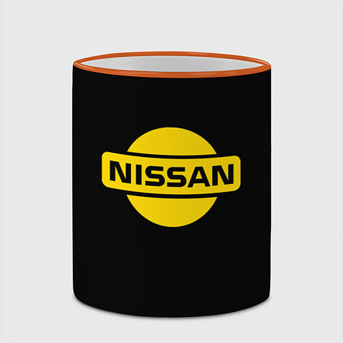 Кружка цветная Nissan yellow logo / 3D-Оранжевый кант – фото 2