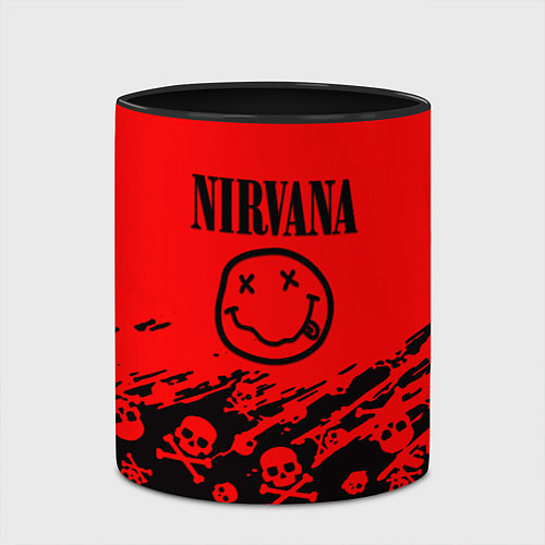 Кружка цветная Nirvana rock skull / 3D-Белый + черный – фото 2