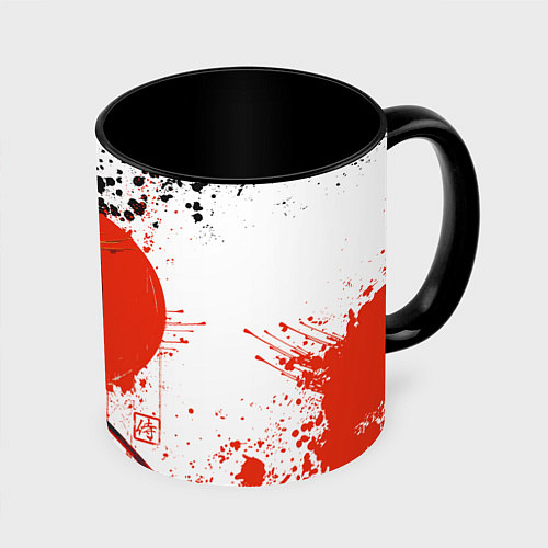 Кружка цветная Женщина самурай / 3D-Белый + черный – фото 1