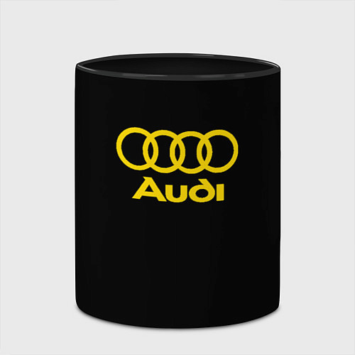 Кружка цветная Audi logo yellow / 3D-Белый + черный – фото 2