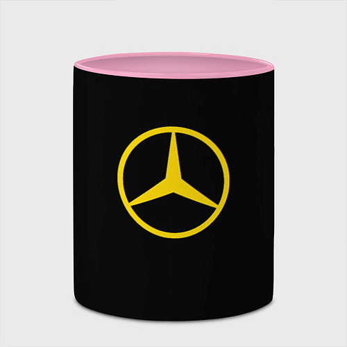 Кружка цветная Mercedes logo yello / 3D-Белый + розовый – фото 2