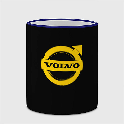 Кружка цветная Volvo yellow logo / 3D-Синий кант – фото 2