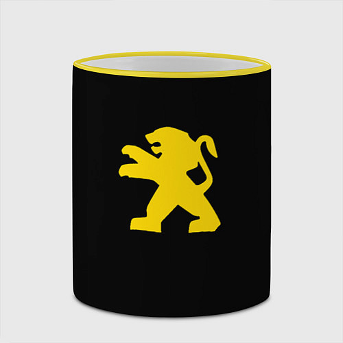 Кружка цветная Peugeot logo yellow / 3D-Желтый кант – фото 2
