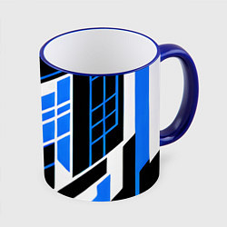 Кружка 3D Blue and black stripes on a white background, цвет: 3D-синий кант