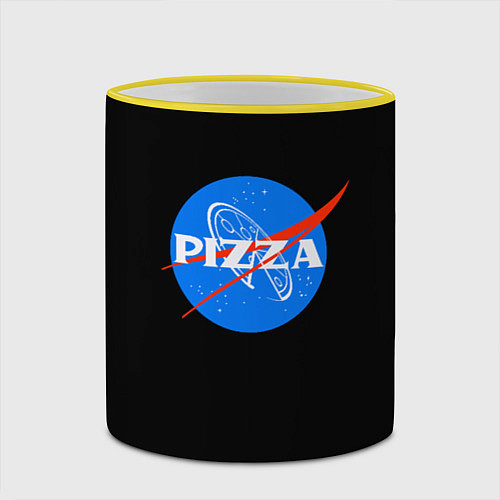 Кружка цветная Пица мем бренд / 3D-Желтый кант – фото 2