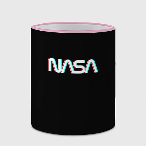 Кружка цветная NASA glitch / 3D-Розовый кант – фото 2