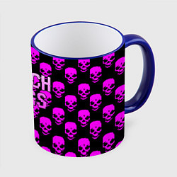 Кружка 3D Watch dogs neon skull, цвет: 3D-синий кант