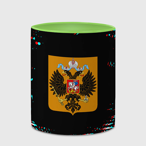 Кружка цветная Российская империя герб глитч / 3D-Белый + светло-зеленый – фото 2