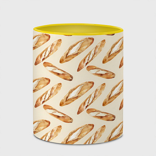 Кружка цветная The baguette pattern / 3D-Белый + желтый – фото 2
