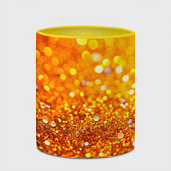 Кружка 3D Оранжевые и желтые блестяшки боке, цвет: 3D-белый + желтый — фото 2