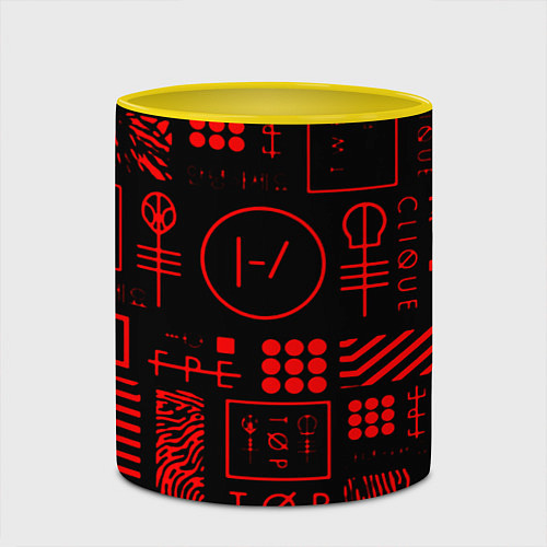 Кружка цветная Twenty one pilots pattern rock / 3D-Белый + желтый – фото 2