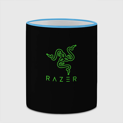 Кружка цветная Razer logo brend / 3D-Небесно-голубой кант – фото 2