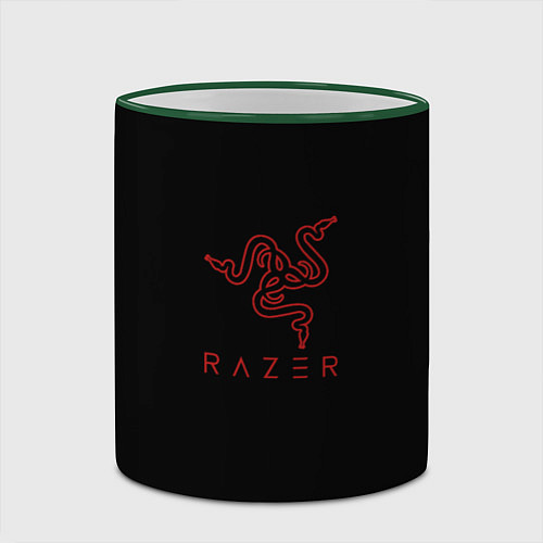 Кружка цветная Razer red logo / 3D-Зеленый кант – фото 2