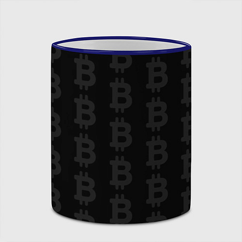 Кружка цветная Биткоин - символ буквы / 3D-Синий кант – фото 2