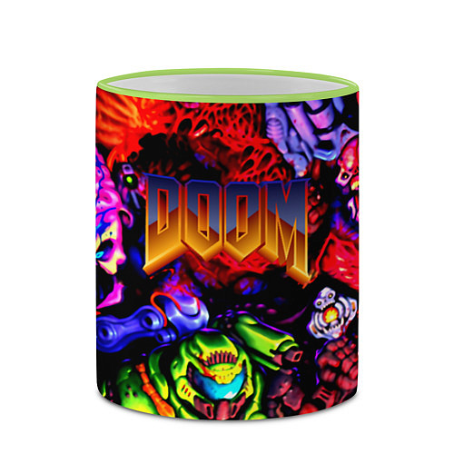 Кружка цветная Doom game demons / 3D-Светло-зеленый кант – фото 2